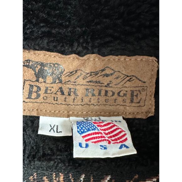 Vintage 90s Fleece Bomber Jacket XL Indian Chief Bear Ridge Unisex Cozy USA - Picture 3 of 11